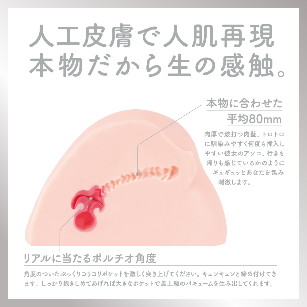 HON-MONO HIP 人工皮膚 / 据え置きオナホ・トルソー型 / まっすぐカットされた底面の断面確認。寝バック挿入を想定した安定感のある人工皮膚厚め土台。腰振りでも型崩れしにくい設計